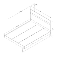 Lit grand avec plateforme et tête de lit en noyer et noir mat par South Shore Furniture