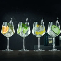 Tastes Good Set of 4 Glasses Gin & Tonic + 4 Straws by Nachtmann