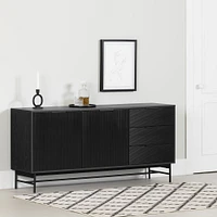 Arlo Ribbed Sideboard in Ash Oak and Matte Black by South Shore Furniture