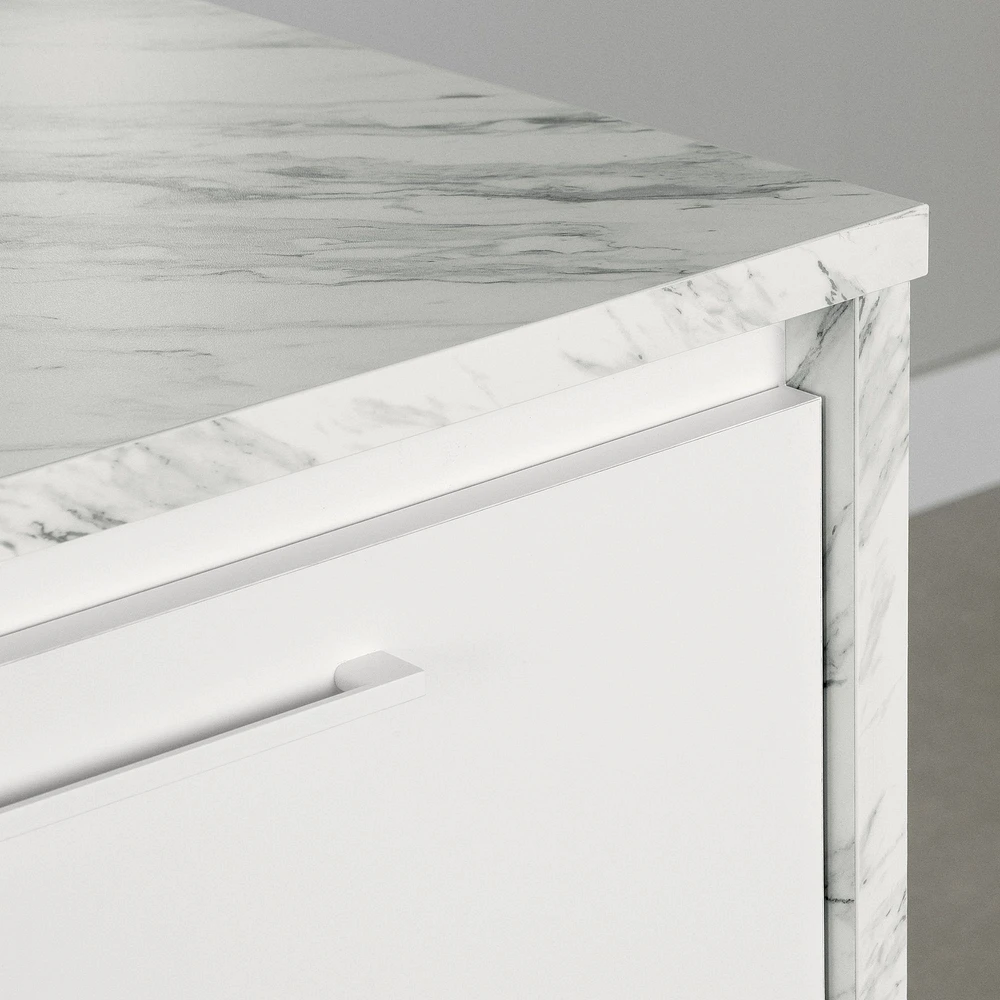 Myro Kitchen Island with Storage Faux White Marble by South Shore Furniture