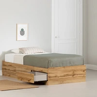 South Shore Furniture Cavalleri Twin Bed with 3 Drawers - Nordik Oak