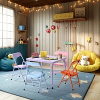 Kids Folding Table and Chairs Set, Set of 5 – Pastel