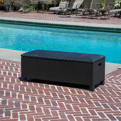 Banc de rangement pour terrasse en osier rembourré par Patioflare