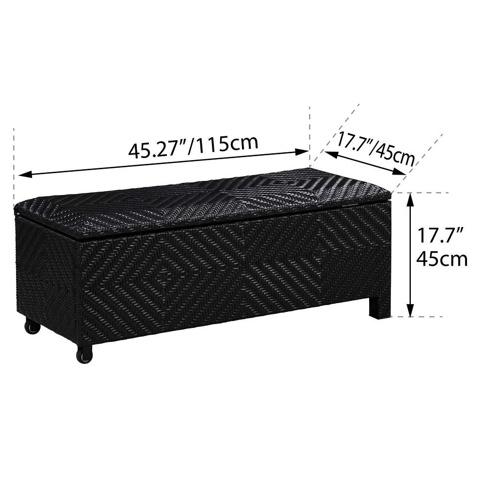 Patioflare  Padded Wicker Deck Storage Bench