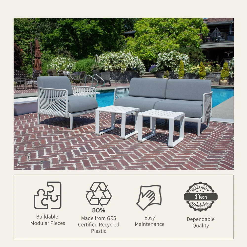 Patioflare Recycled Plastic Leaf Modular Armchair - Grey