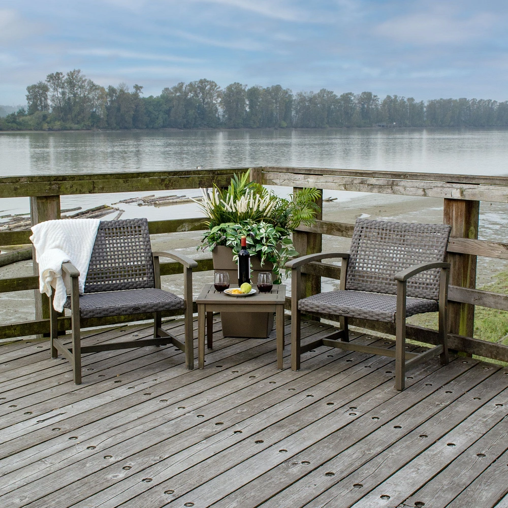 Patioflare  Acacia Wood and Wicker Oversized Bistro Set