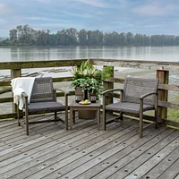 Patioflare  Acacia Wood and Wicker Oversized Bistro Set