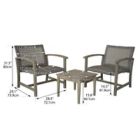Patioflare  Acacia Wood and Wicker Oversized Bistro Set