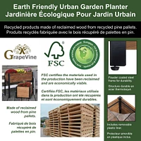Urban Garden Tall Recycled Wood and Metal Planter with Shelf