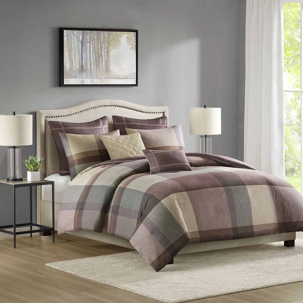 Gramercy Park Plum Plaid Square Cushion