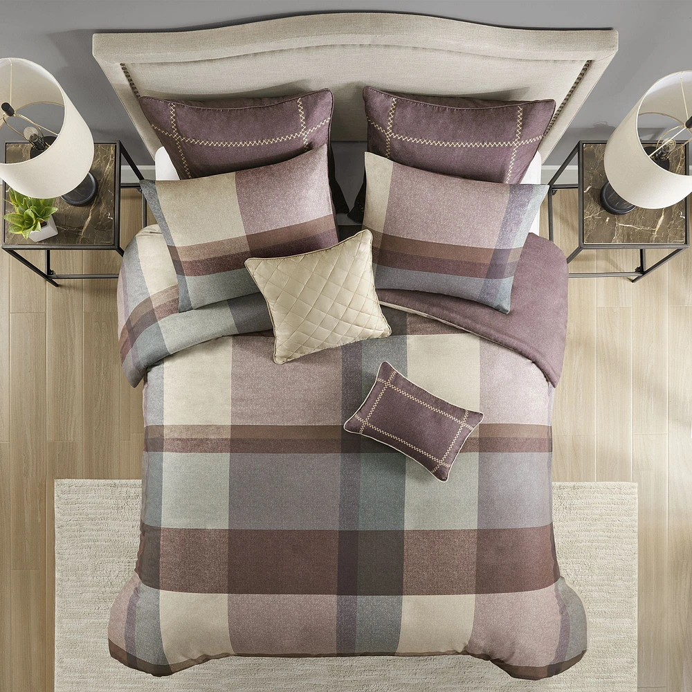 Gramercy Park Plum Plaid Square Cushion