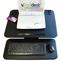 Sit-Stand Pedestal Desk with Bluetooth Speakers & Wireless Charger