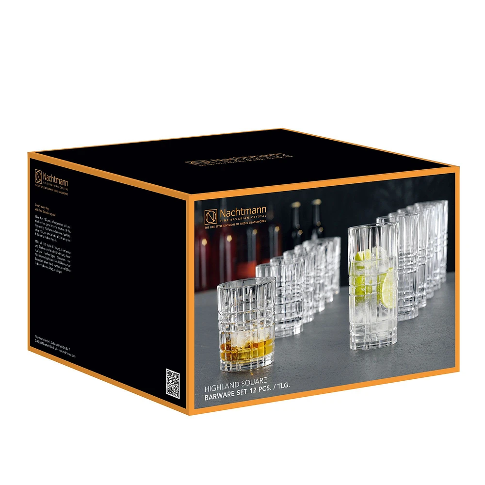 12-Piece Nachtmann Highland Square Glassware Set