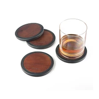 Set of 4 Acacia Wood Round Coasters by Final Touch