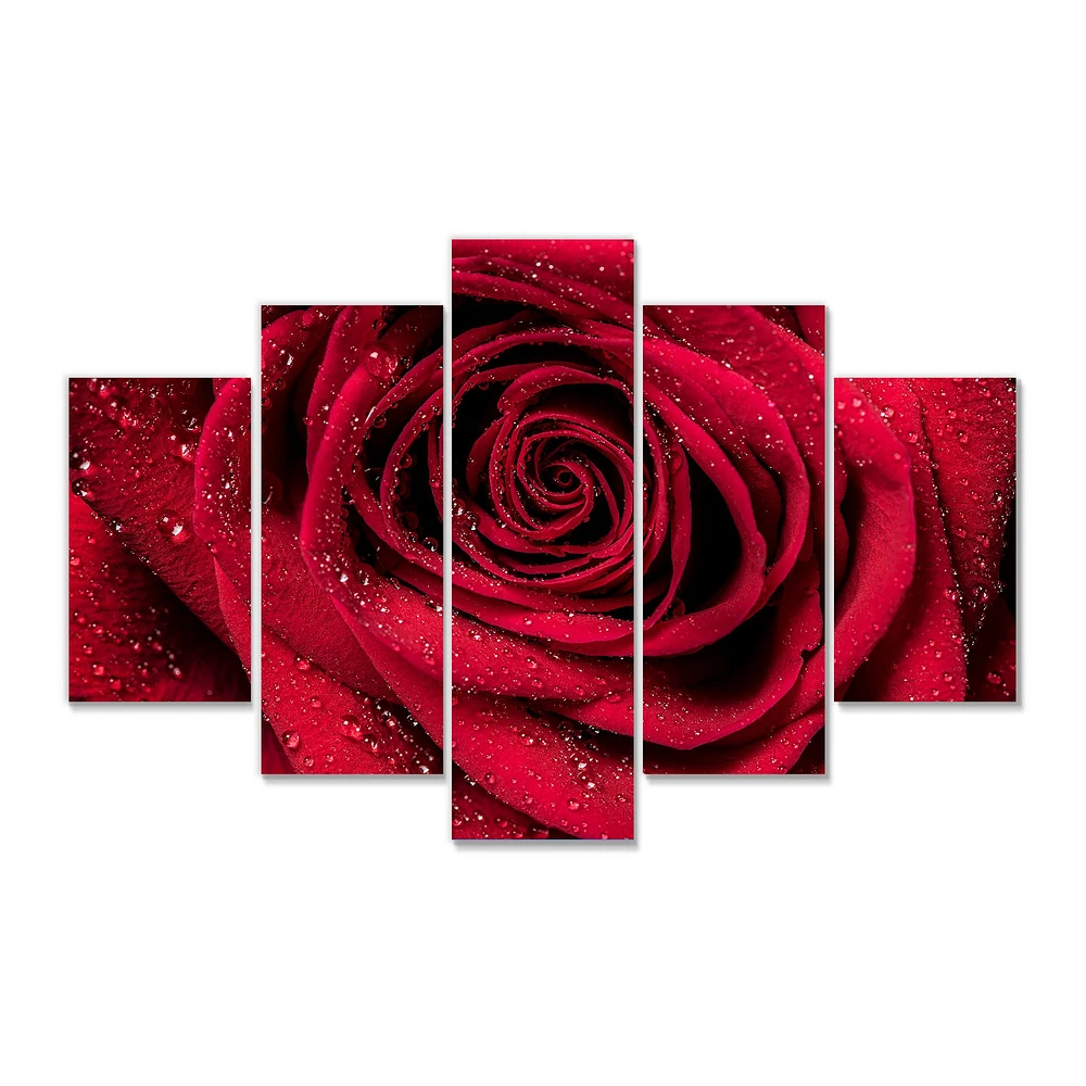 Red Rose Petals with Rain Droplets  Canvas Art Print