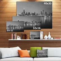 Toile « Chicago Skyline at Night Black and White