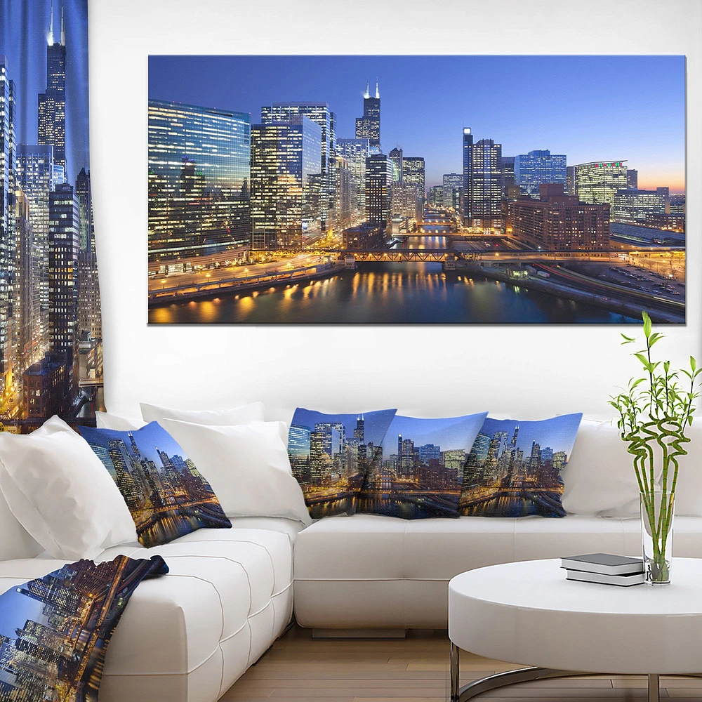 Chicago River with Bridges at Sunset  Wall Art