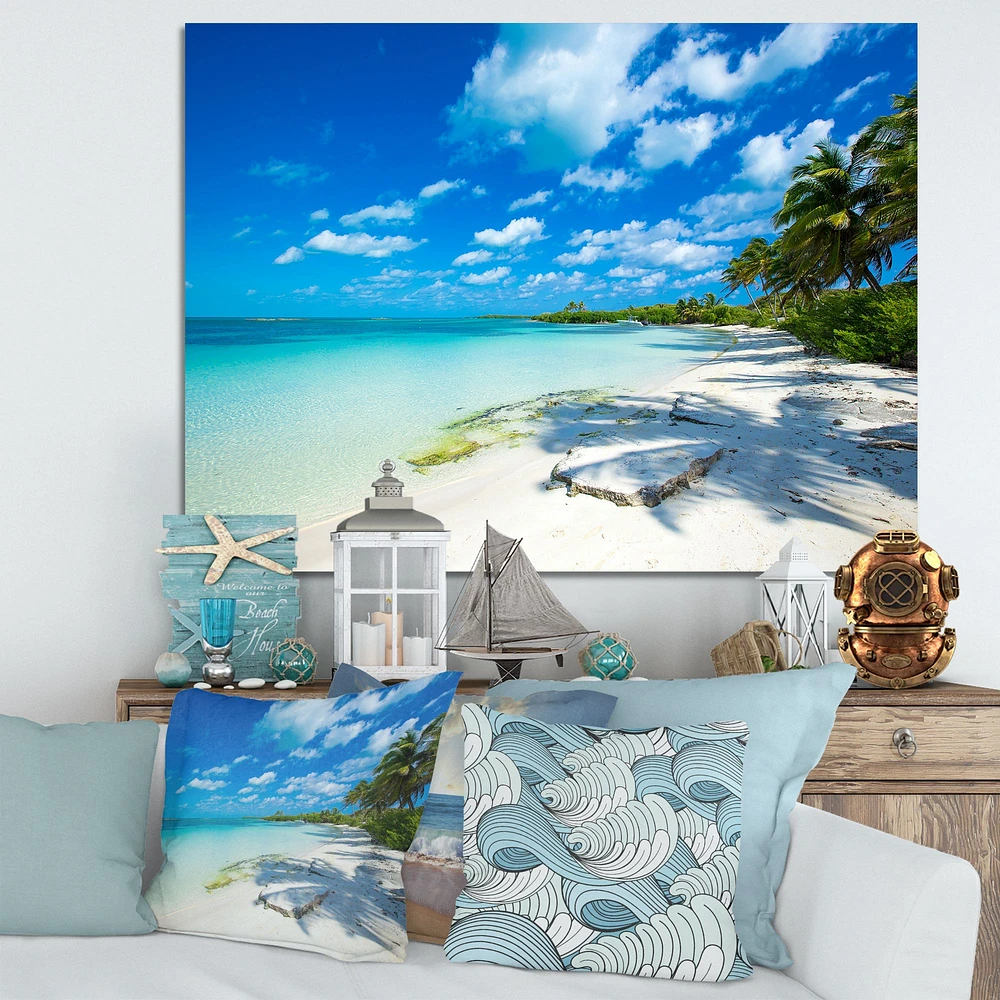 Tropical Beach with Palm Shadows  Canvas Print