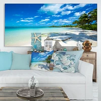 Tropical Beach with Palm Shadows  Canvas Print