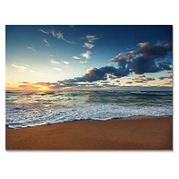 Sunrise and Glowing Waves Ocean  Canvas Wall Art