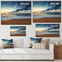 Sunrise and Glowing Waves Ocean  Canvas Wall Art