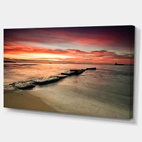 Wonderful Sunrise on Black Ocean  Wall Art