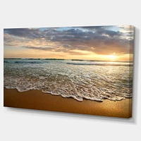 Bright Cloudy Sunset Calm Ocean  Art Canvas