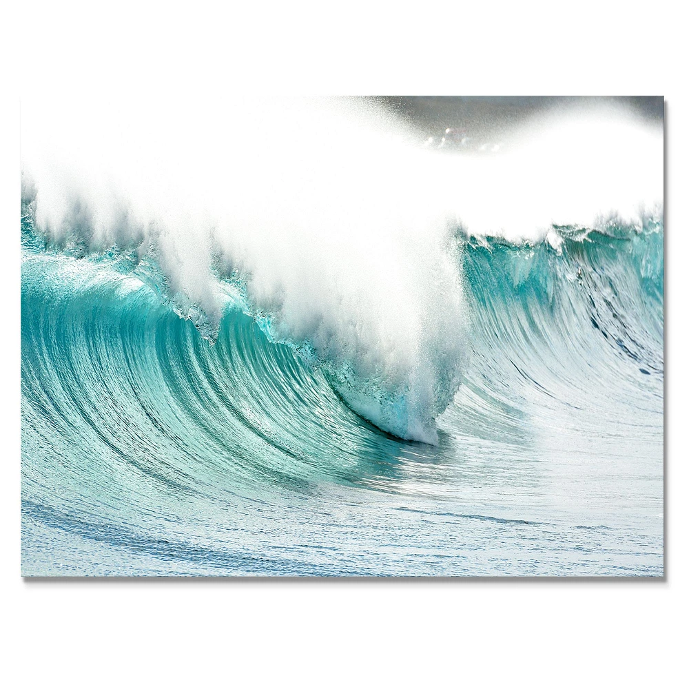 Massive Blue Waves Breaking Beach Art Canvas