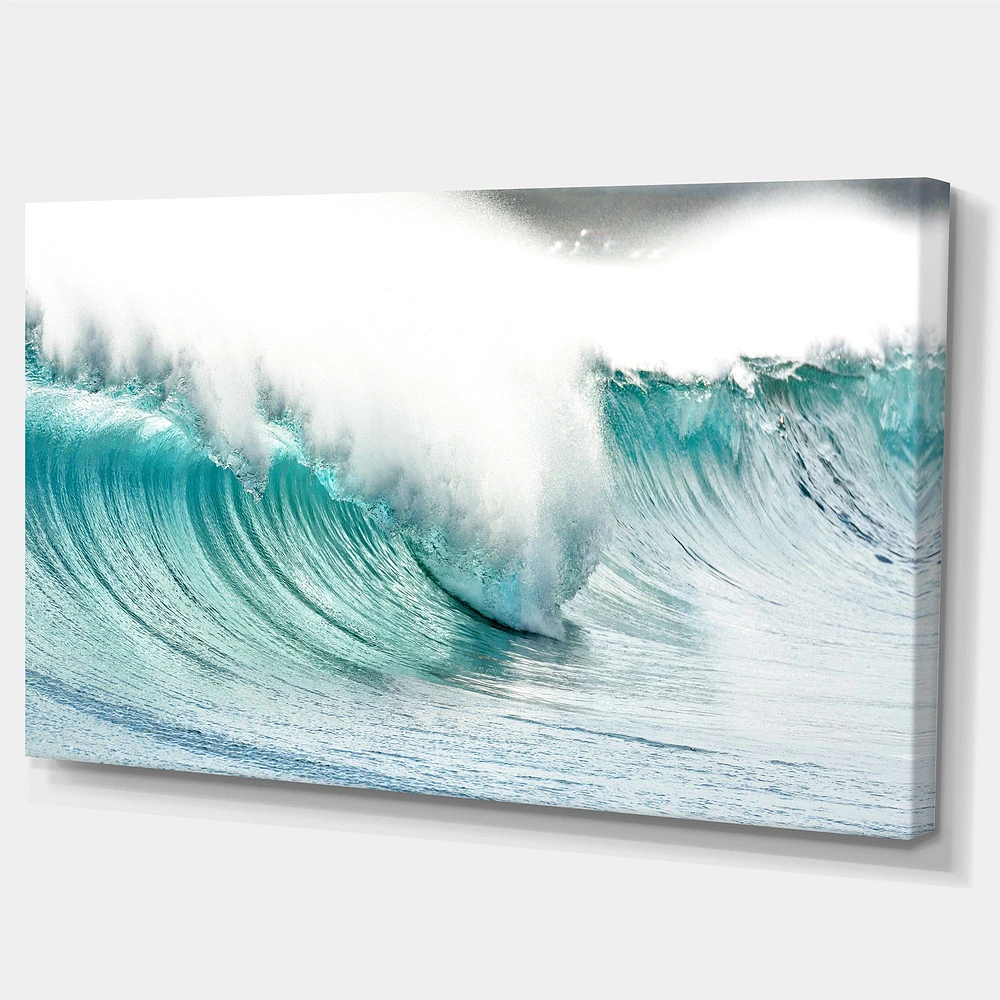 Massive Blue Waves Breaking Beach Art Canvas