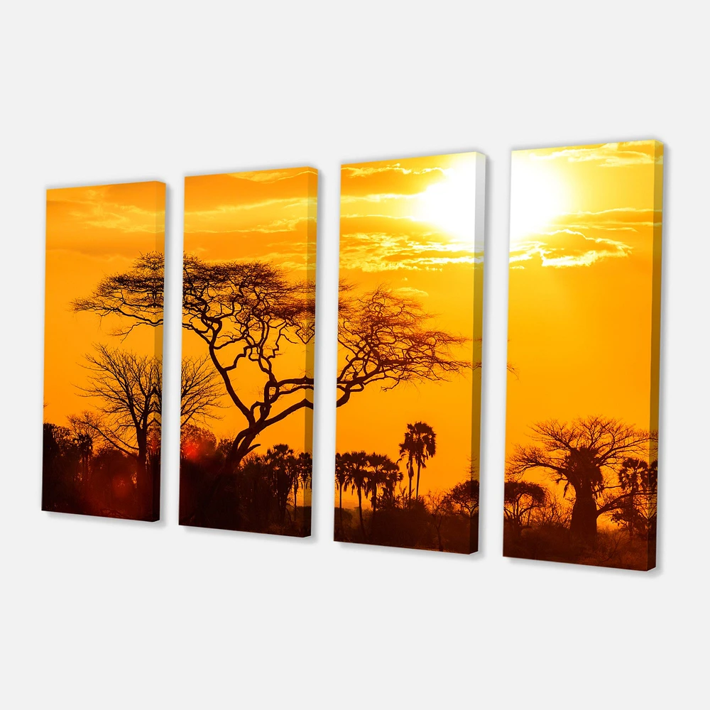 Orange Glow of African Sunset Canvas Wall Art Panels