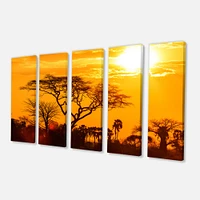 Orange Glow of African Sunset Canvas Wall Art Panels