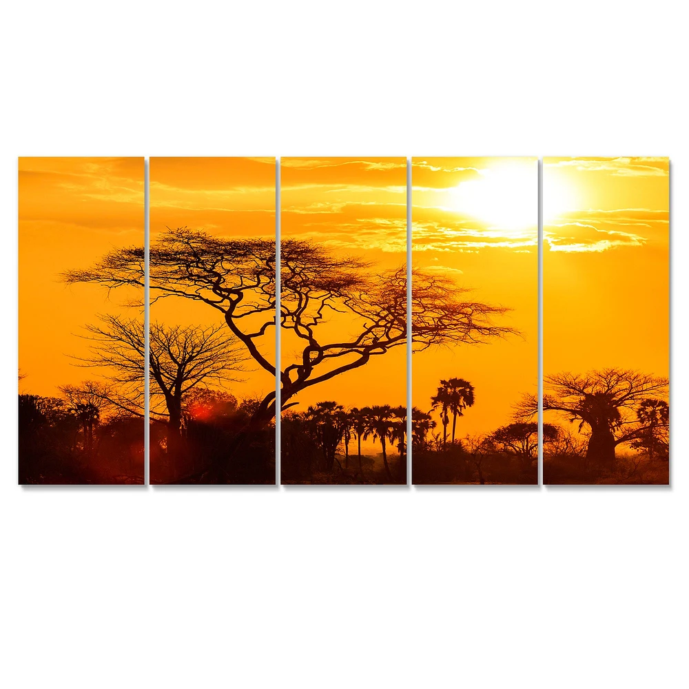 Orange Glow of African Sunset Canvas Wall Art Panels