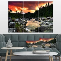 Rocky Mountain River at Sunset Canvas Wall Art