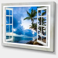 Window Open to Cloudy Blue Sky  Wall Art