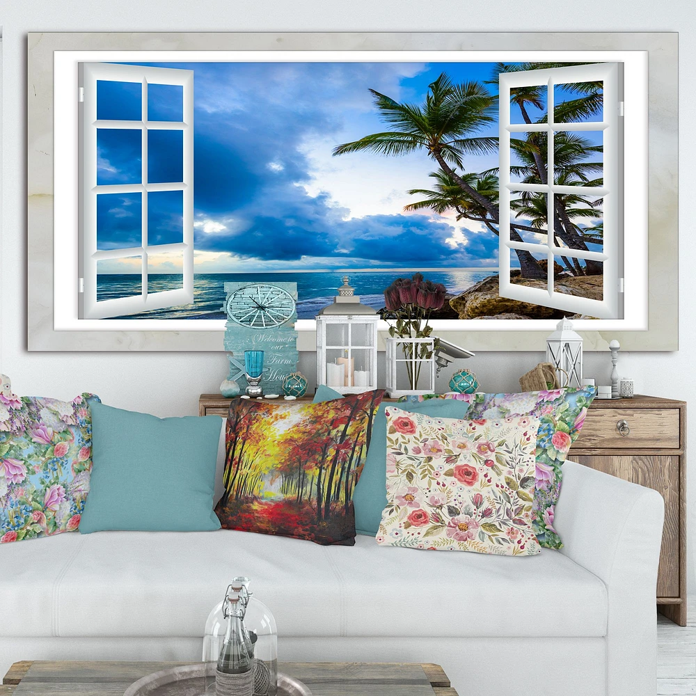 Window Open to Cloudy Blue Sky  Wall Art