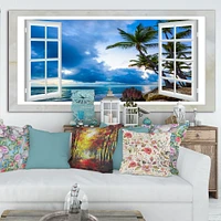 Window Open to Cloudy Blue Sky  Wall Art