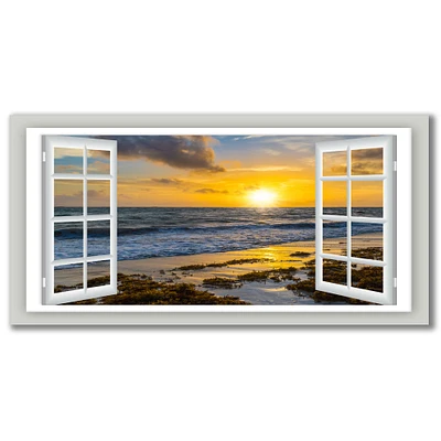 Open Window to Bright Yellow Sunset  Canvas Wall Art Print