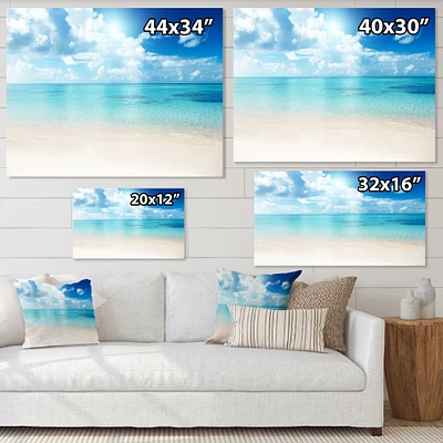 Sand of Beach Blue Caribbean Sea  Canvas Wall Art Print