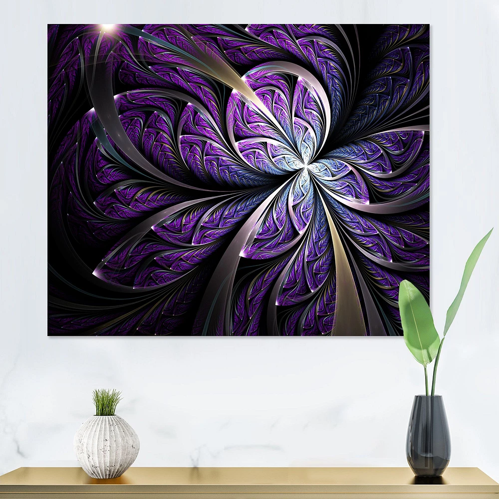 Toile  imprimée « Glittering Purple Fractal Flower »