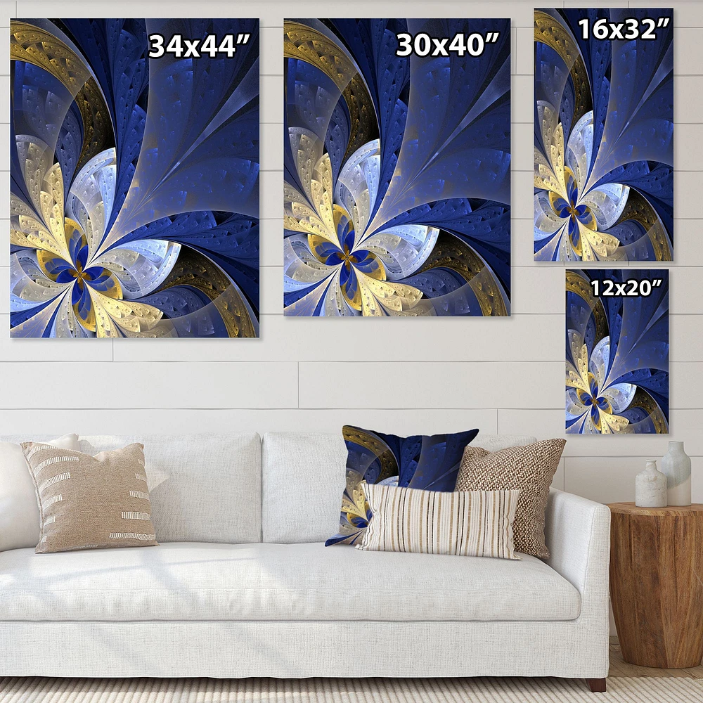 Blue and Yellow  Fractal Pattern Canvas Art Print