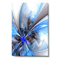 Symmetrical Large Blue Fractal Flower  Canvas Art Print