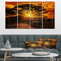 African Sunset with Lonely Tree  Canvas Wall Art