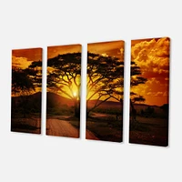 African Sunset with Lonely Tree  Canvas Wall Art