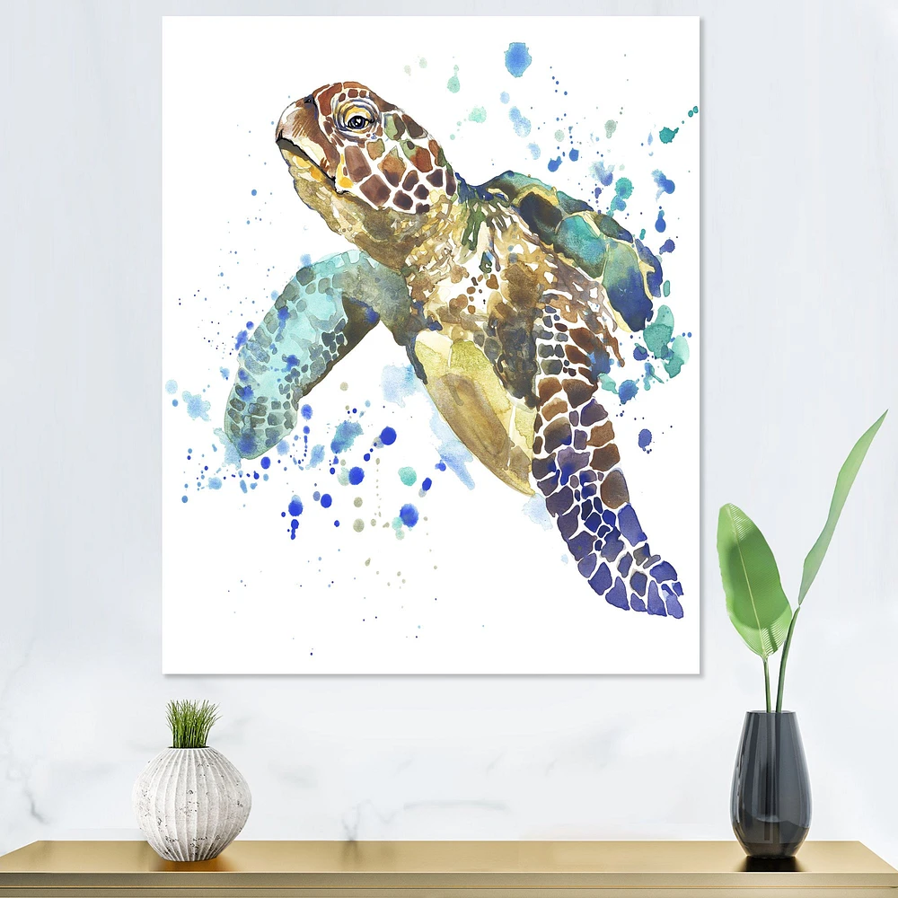 Blue Sea Turtle  Canvas Art Print