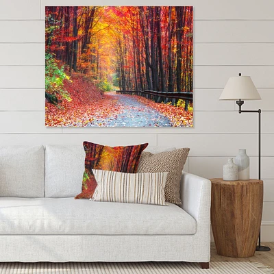 Road Beautiful Autumn Forest  Canvas Art