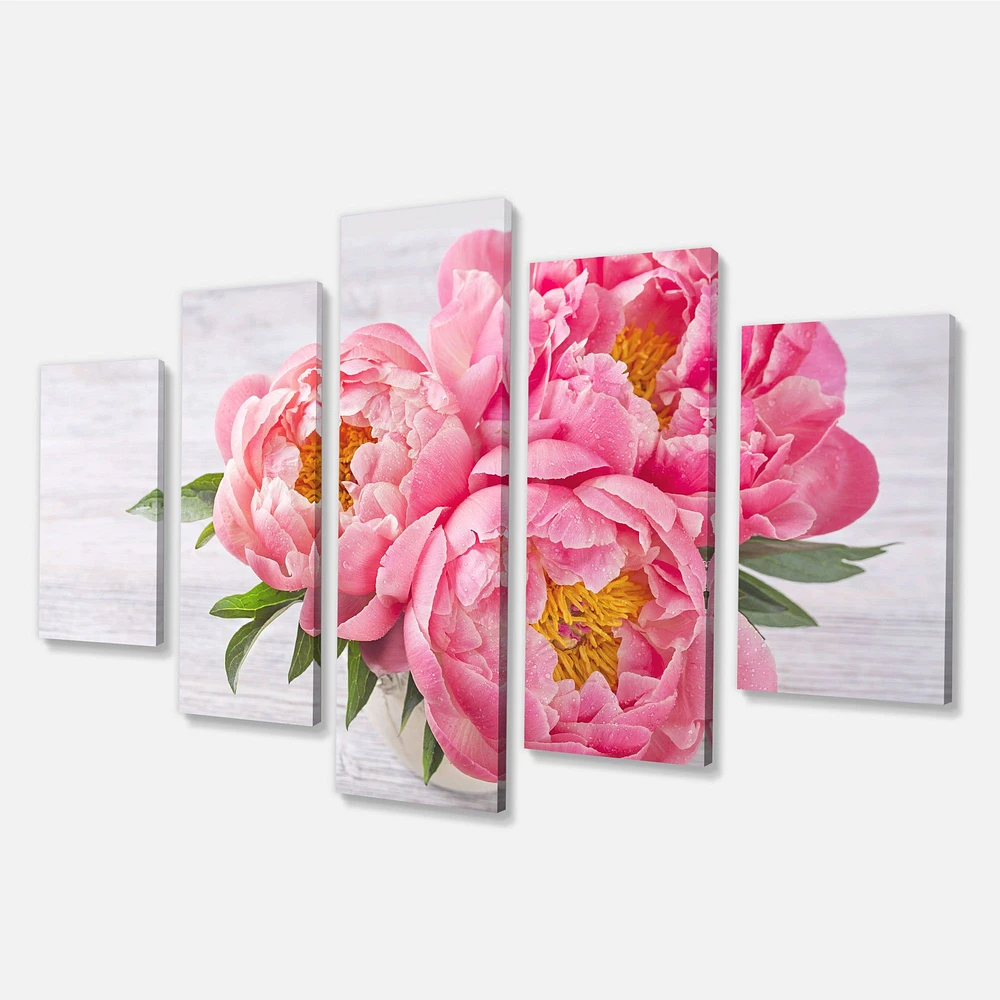 Bunch of Peony Flowers Vase  Canvas Wall Art