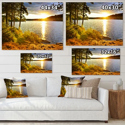 Beautiful View of Sunset over Lake Wall Artwork Print on Canvas
