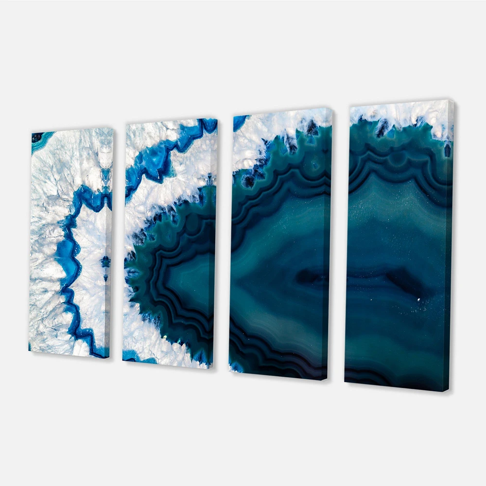 Blue Brazilian Geode Canvas Wall Art Print - 4 Panels