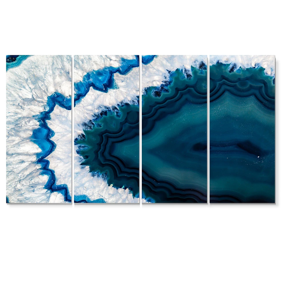 Blue Brazilian Geode Canvas Wall Art Print - 4 Panels