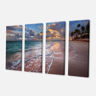 Palm Trees on Clear Sandy - 4 Art Print Canvas